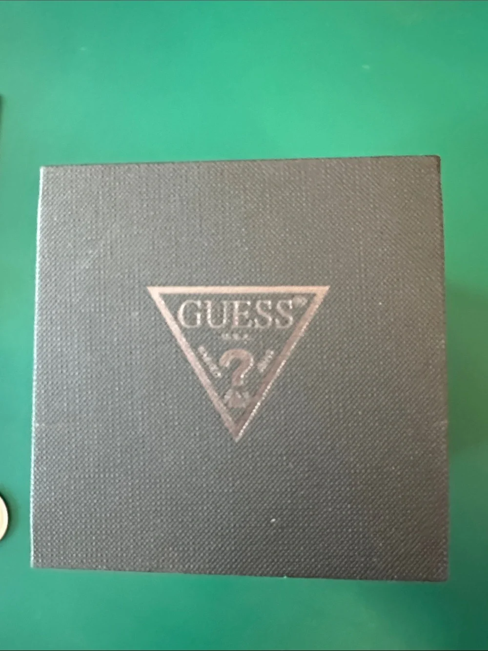 Guess Gold-Tone Square Crystal Watch with Gold leather strap